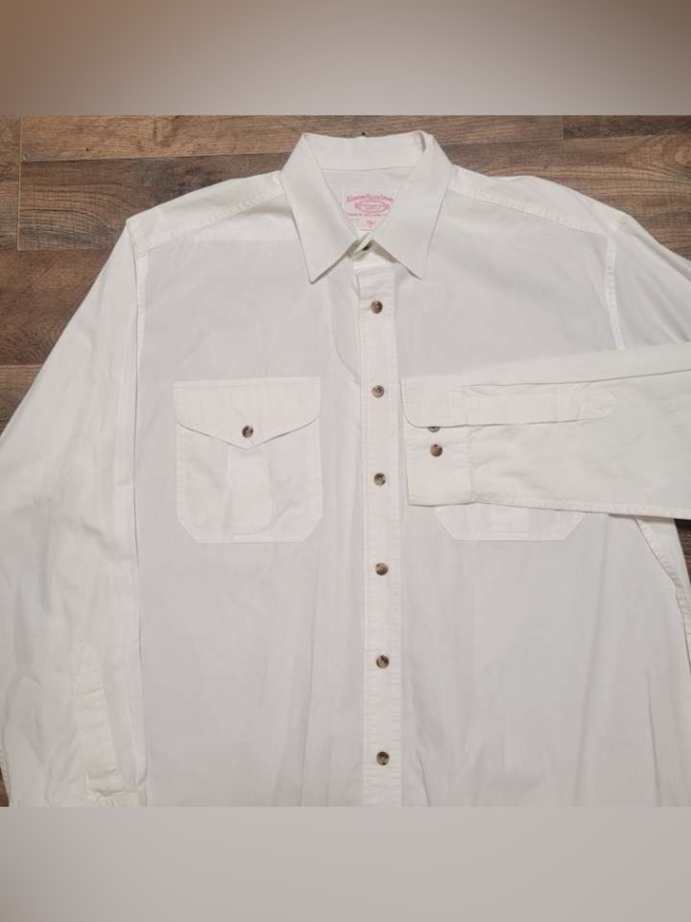 Filson White 100% Cotton Feather Cloth Long Sleeve Button Up Field Shirt Men's L
